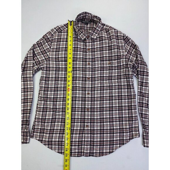 J. Crew Mercantile Size Large Mens Brown Vanilla Check Long Sleeve Flannel Shirt - Picture 8 of 9